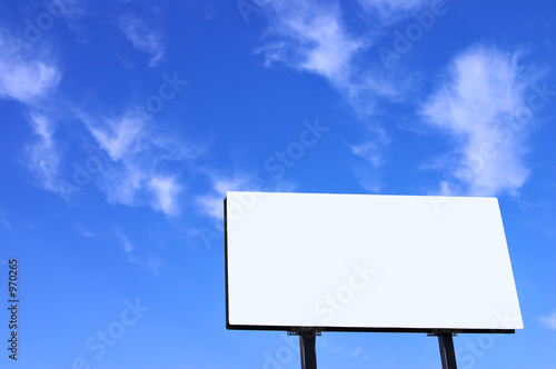 white sign and blue sky