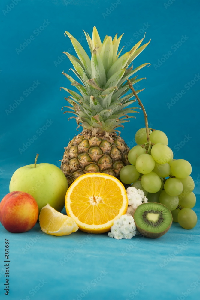 fruits on blue