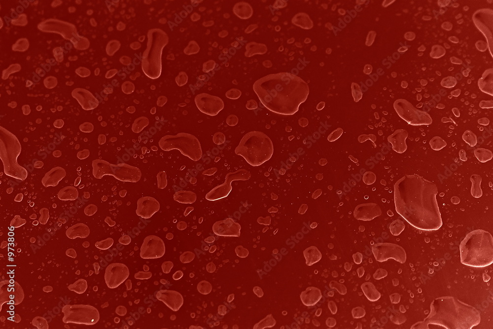 water drops in red
