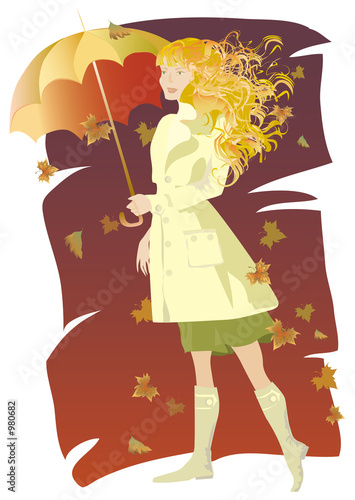 girl with umbrella. autumn