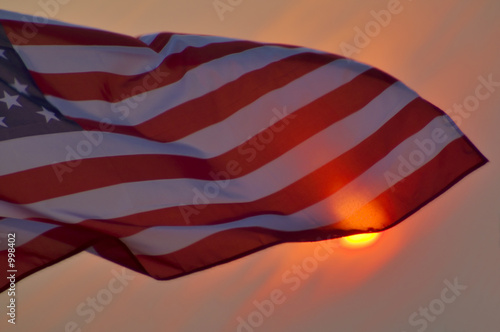 Photography american flag at sunset