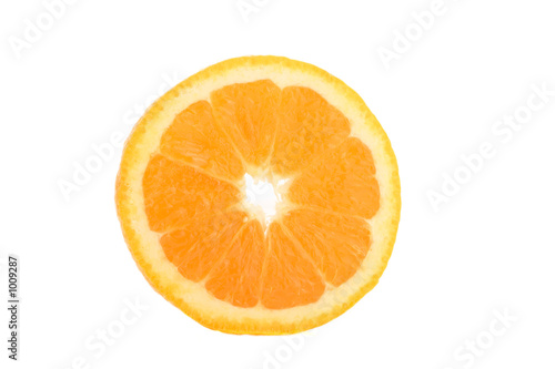 slice of an orange isolated against white background