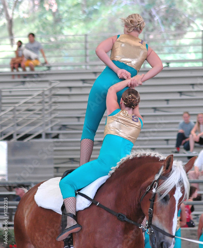 horse vaulter team performing
