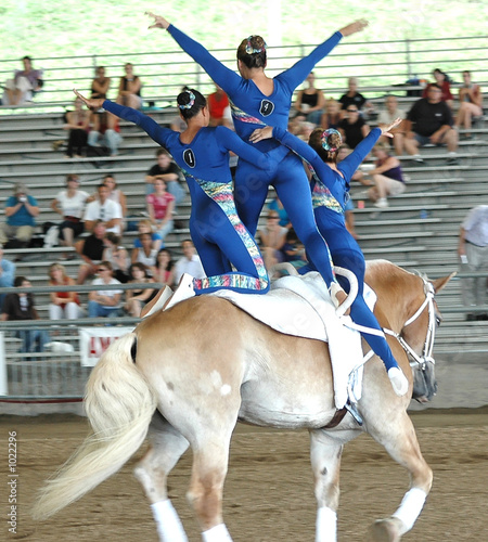 horse vaulter team performing
