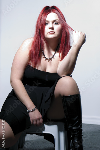 goth rock red hair chick - high contrast photo