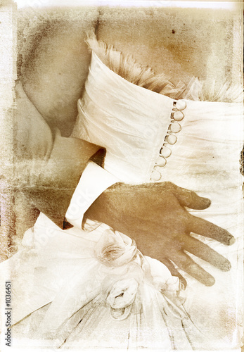 vintage image of bridal couple on textured background