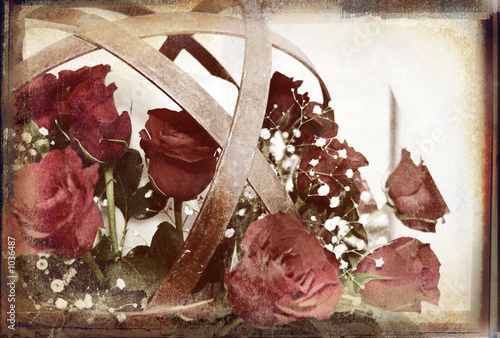 rustic flower ball overlaid on rich grunge texture