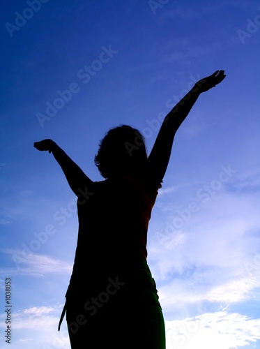 girl posing on background sky