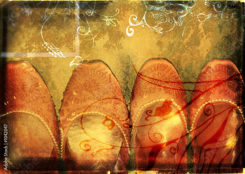 grunge book spread with red shoes