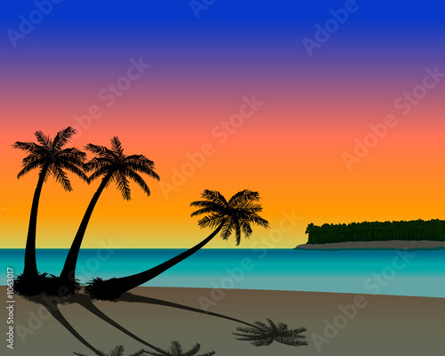 Fototapeta Naklejka Na Ścianę i Meble -  sunset palm beach