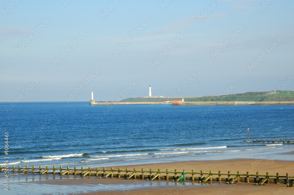 two lighthouses in the north sea, aberdeen, scotla