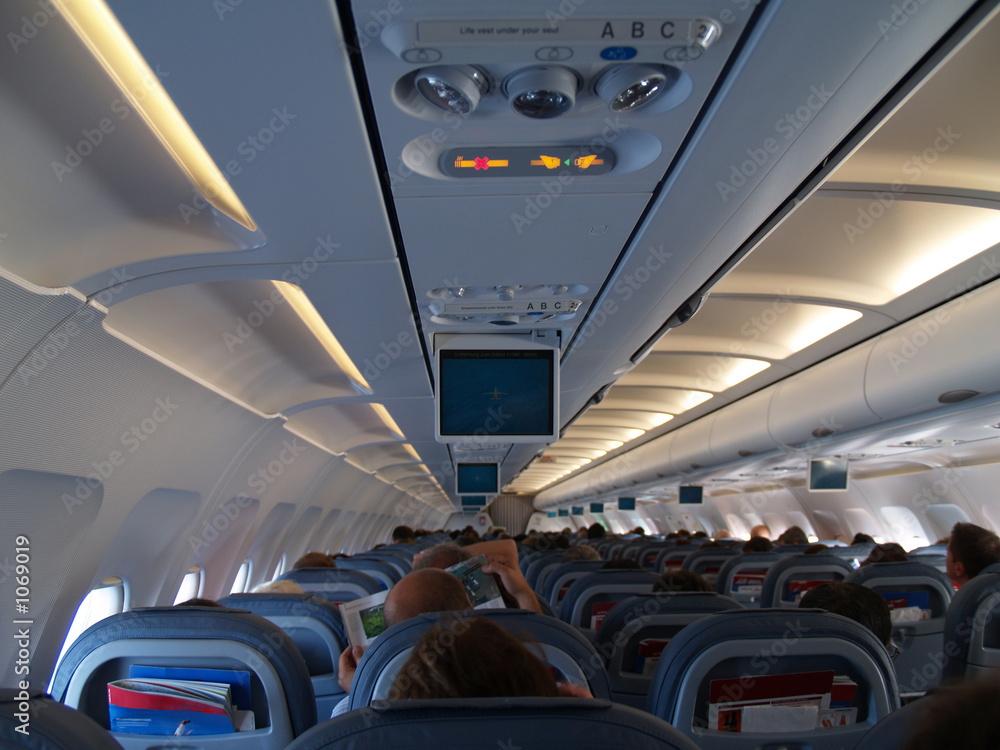 Naklejka premium interior de un avion de pasajeros