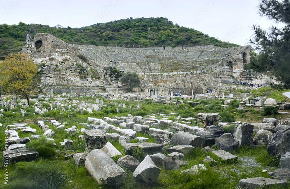 great theater with ephesian ruins