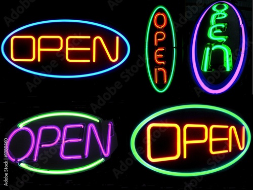 neon open signs