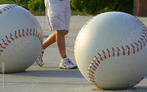 strolling among giant baseballs