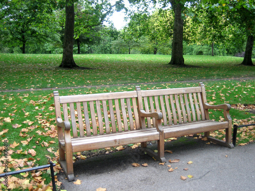 wooden benches in a park