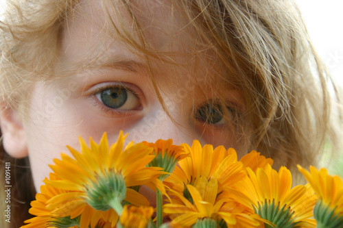the girl with a bouquet