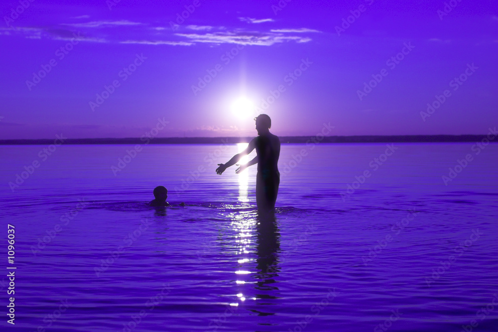 family and sunset