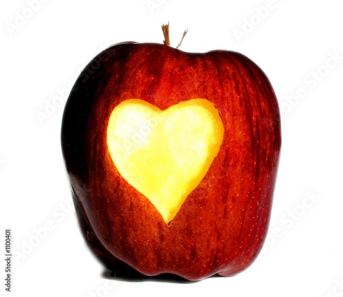 apple with heart carved in