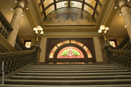 stairway to stained glass in the capital building