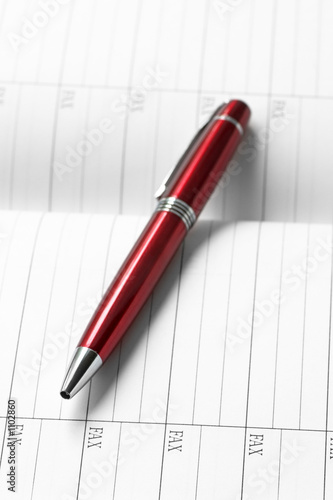 address book and a pen