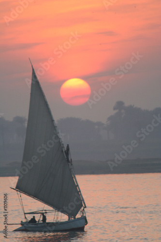 felouque sur le nil au coucher du soleil