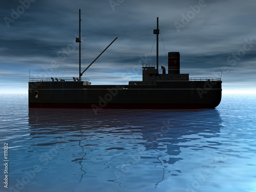 Quadro su tela cargo ship at dusk