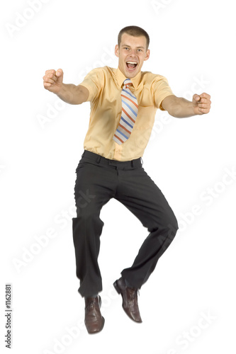 happy jumping businessman