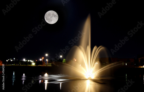 full moon and fountain