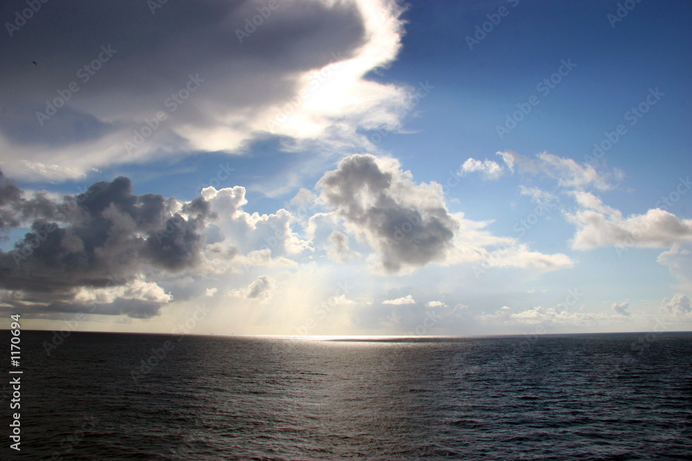 dramatic cloud formation over the blue ocean