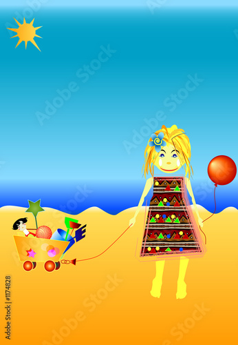 little girl playing at seaside