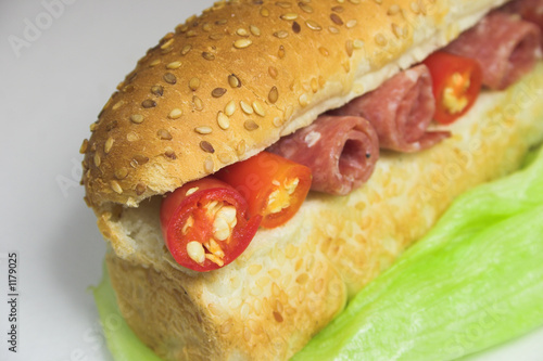 ham,chili and lettuce sandwich