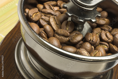 grinder with coffee beans