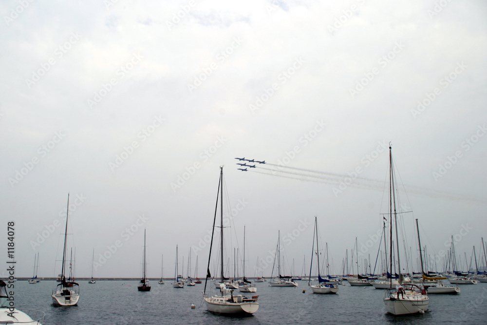 sailboats with plane formation sailboats with plane formation
