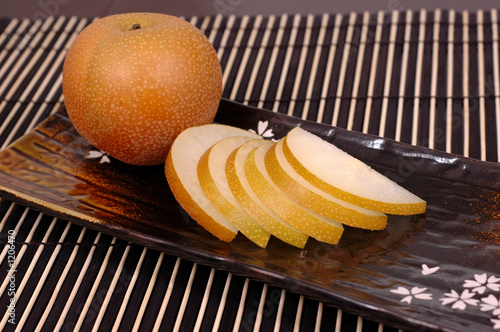 asian pear on plate photo