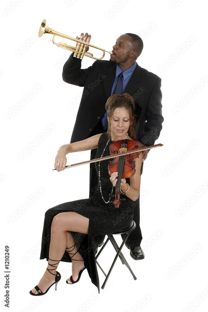 Naklejka premium two musicians tuning up for a concert