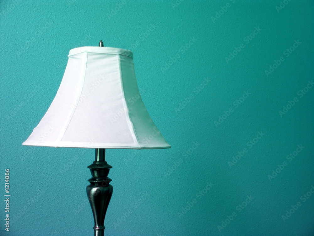 lamp on blue wall