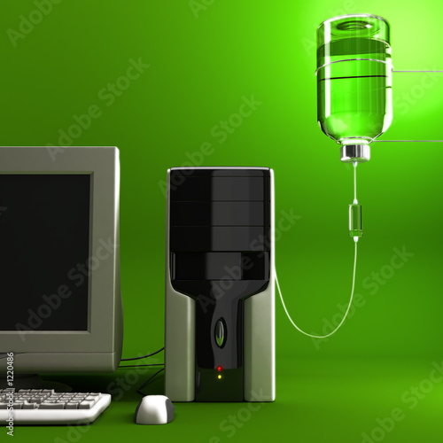 sick computer green background