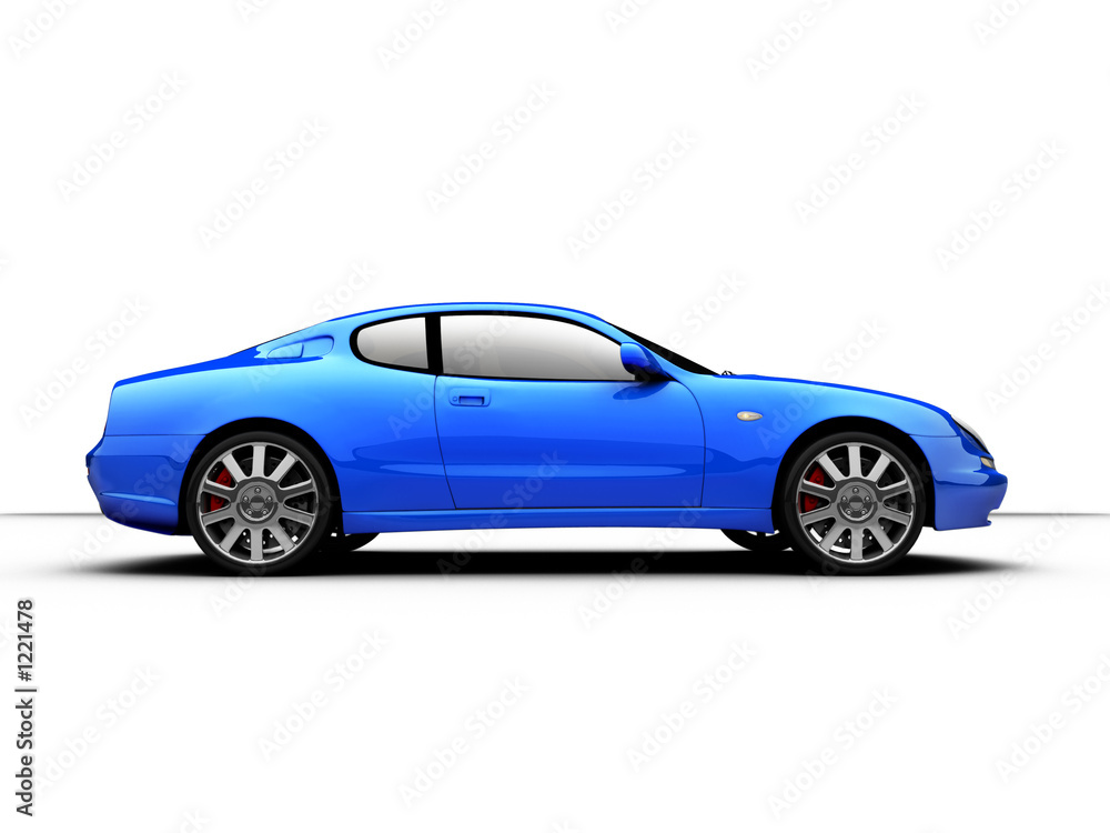 side view of a 3d rendered sports car