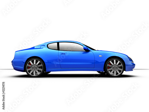 side view of a 3d rendered sports car