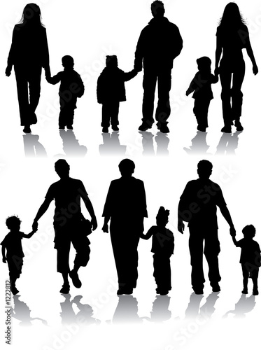 vector silhouettes of parents with children photo
