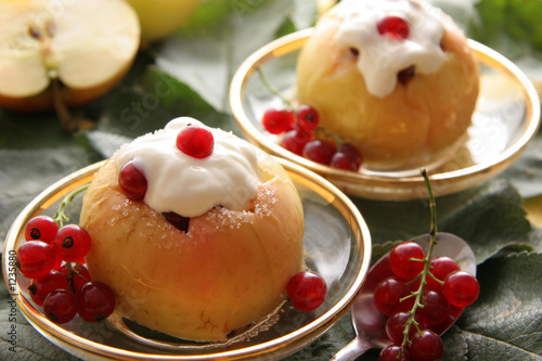 baked apples with wipped cream.