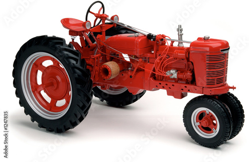 red tractor on white photo