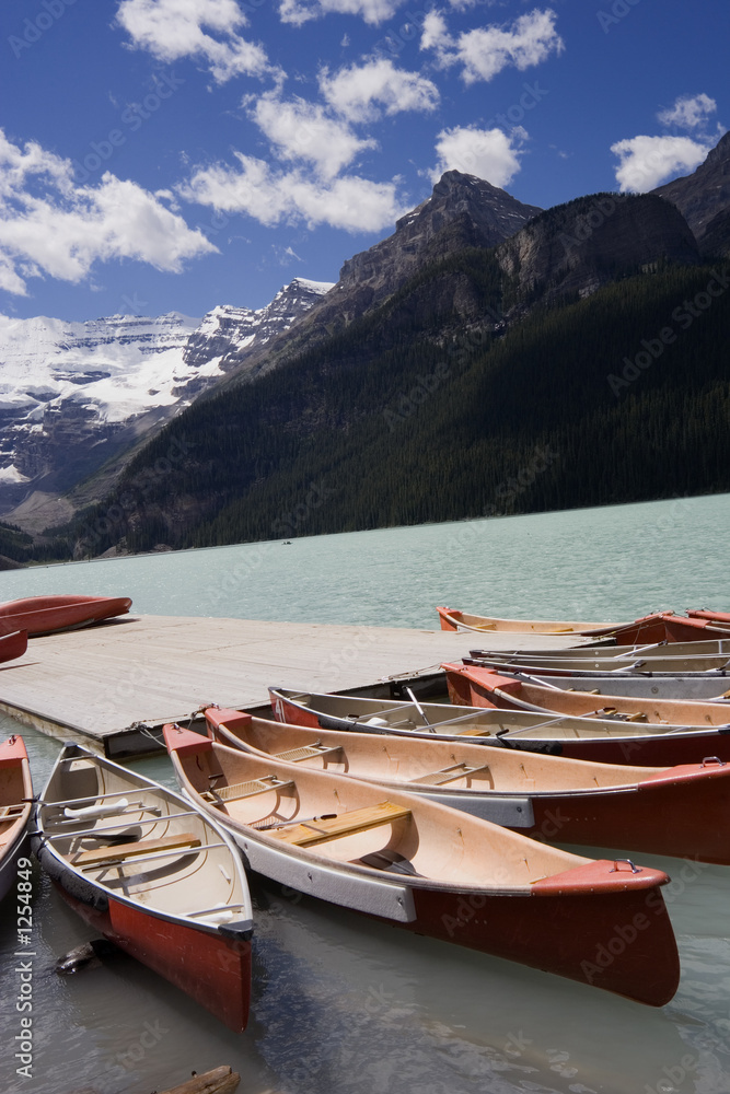 canoes in lake louise