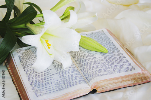 easter lily and bible