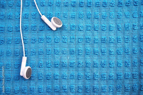 headphones on blue