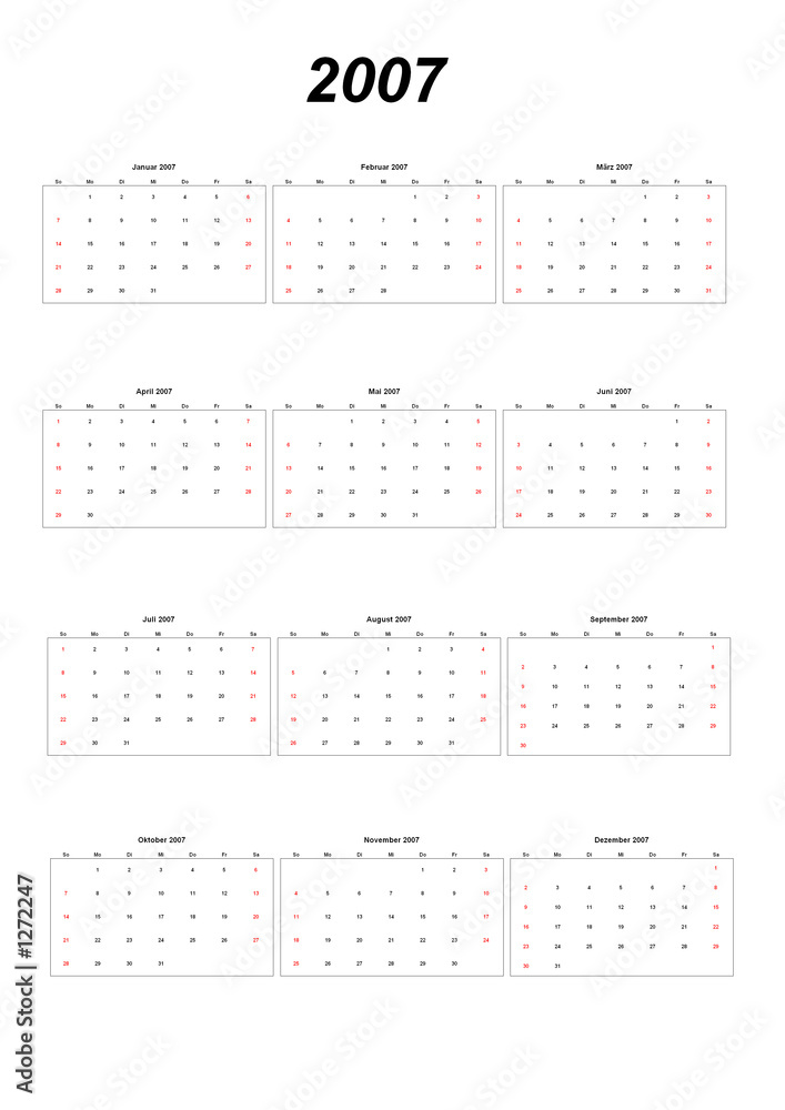 kalender 2007 - hochformat Stock Photo | Adobe Stock
