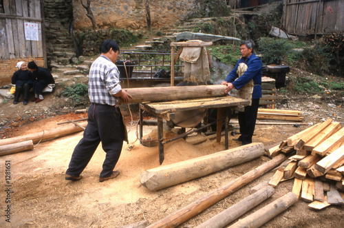 sciage du bois, chine