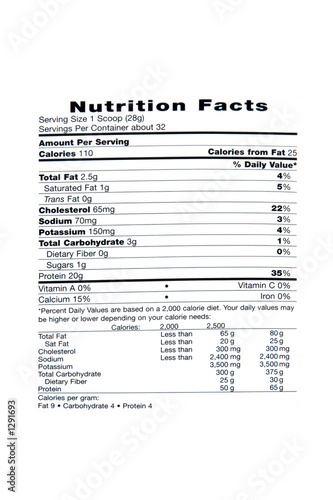 nutriton facts label