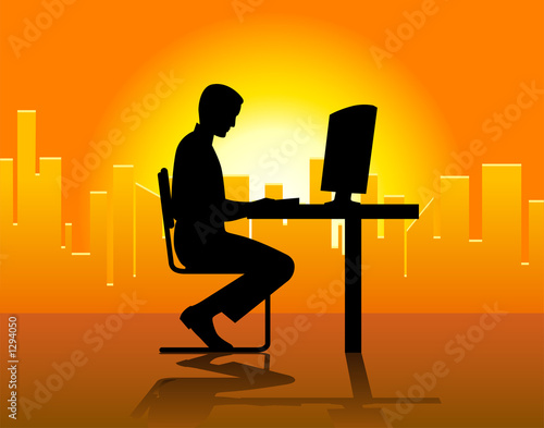 man in front of computer